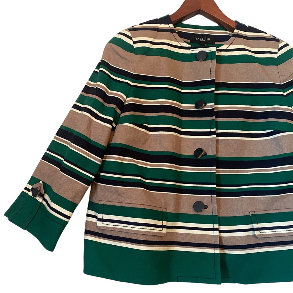 Talbots Fall Color Striped Button Front Jacket - Picture 2 of 11